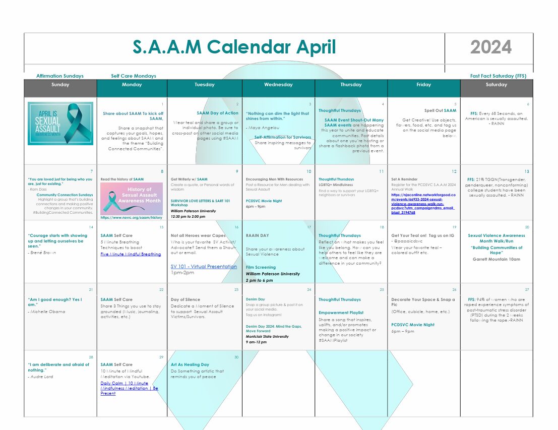 SAAM Calendar April NJAC Online